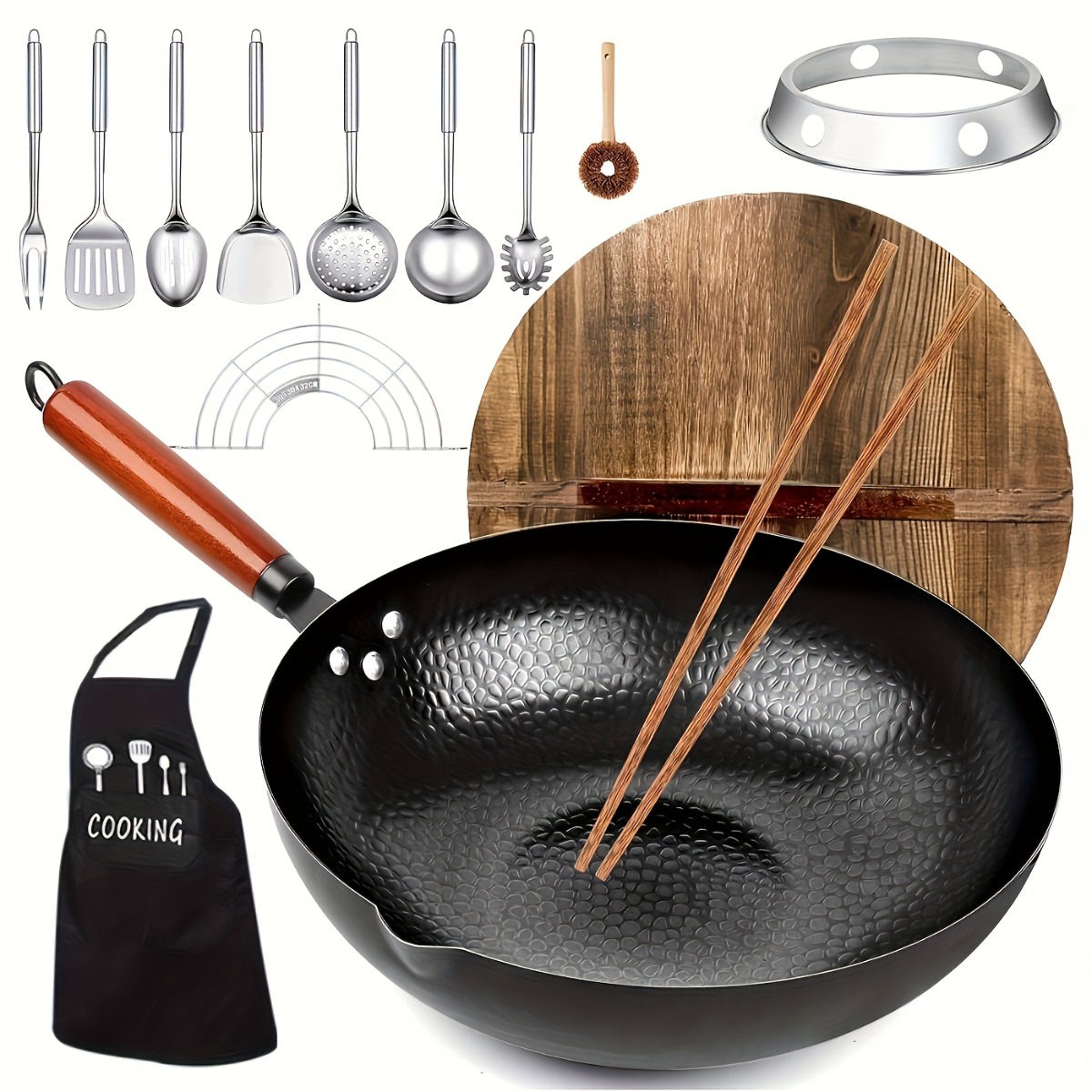 Meal Prep With Rice - Wok de hierro fundido de 12.6