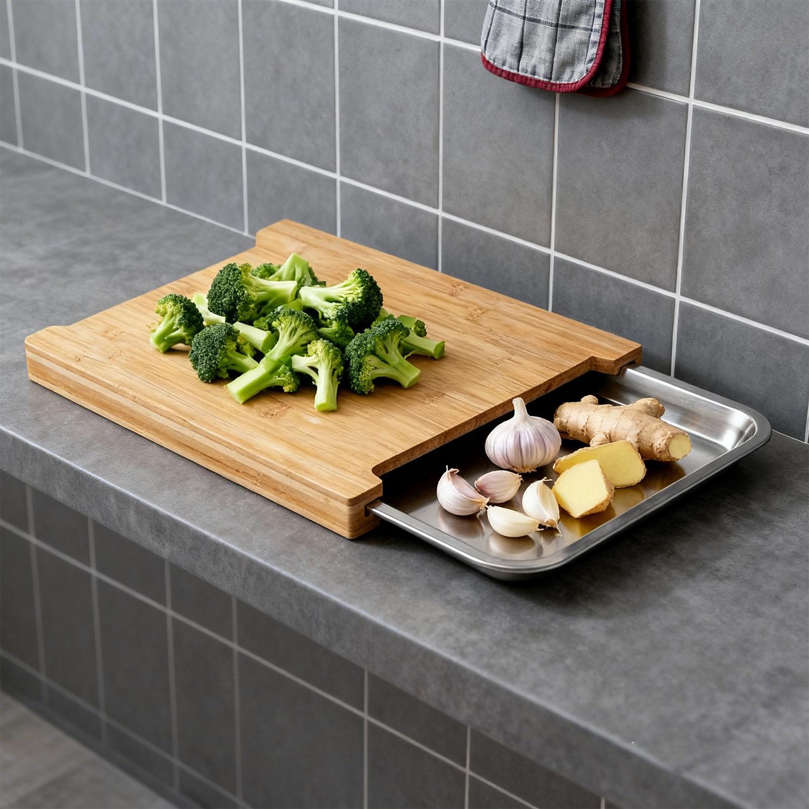 Meal Prep Food - Tabla de cortar de madera antideslizante