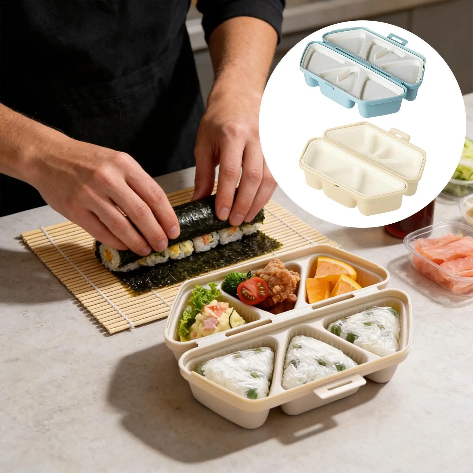 Meal Prep With Rice - Molde para Sushi, 6 Cavidades, Triangular,